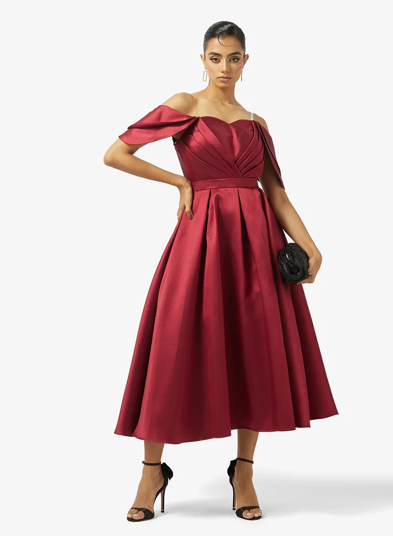 Akadia Fashion  SKIRTLESS PLEATED BUST TAFFETA DRESS for Women | Best Price UAE